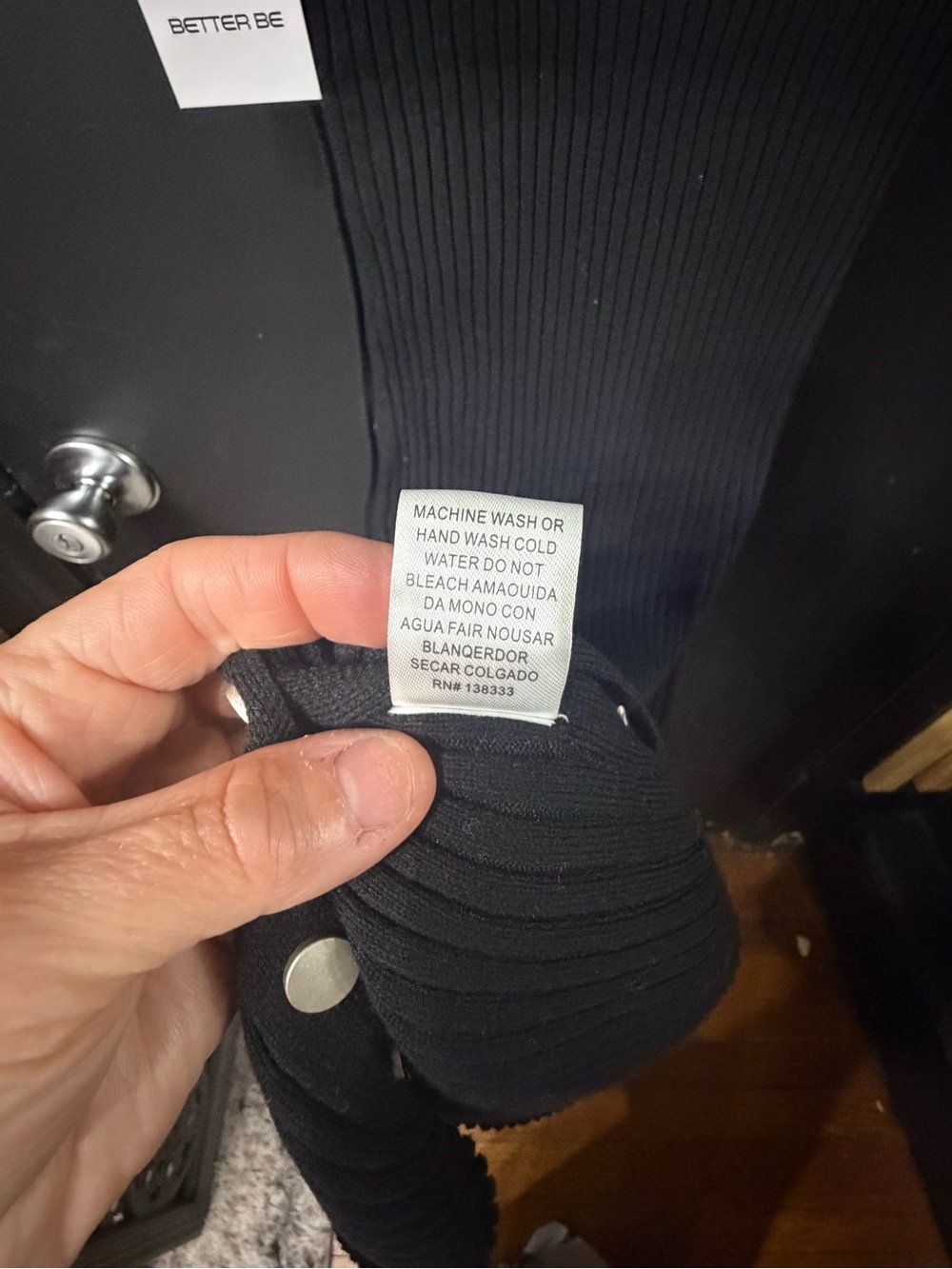 NWT Better Be Side Button Up Ribbed Dress- Black - Picture 7 of 11